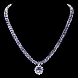 14k Gold 49ct Tanzanite 1.50ct Diamond Necklace