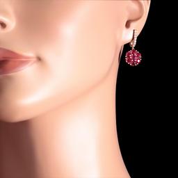 14k Yellow Gold 5.40ct Ruby 0.58ct Diamond Earrings