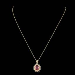 14k Gold 3.00ct Ruby 0.70ct Diamond Pendant