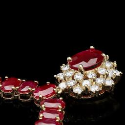 14k Gold 60.5ct Ruby 1.40ct Diamond Necklace