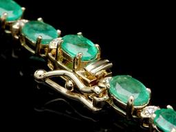 14k Gold 18.00ct Emerald 1.00ct Diamond Necklace