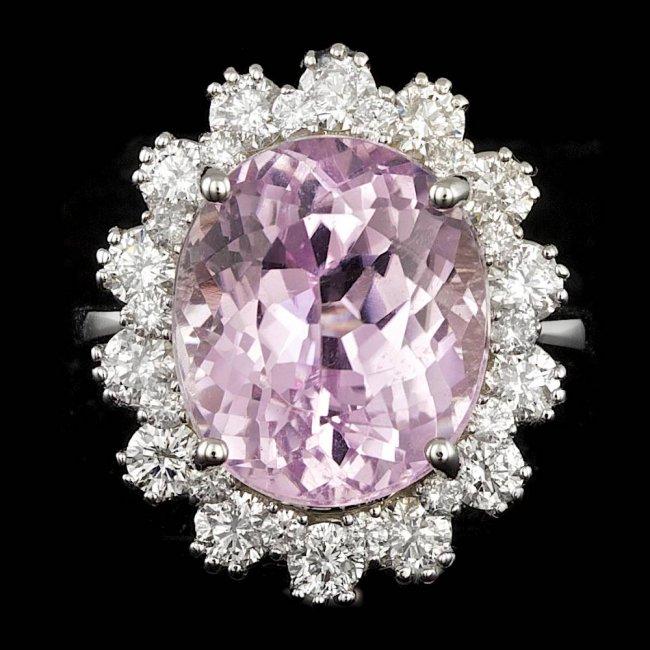 14k Gold 10.00ct Kunzite 1.70ct Diamond Ring