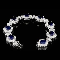 14k Gold 24.50ct Sapphire 5.50ct Diamond Bracelet