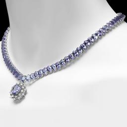 14k Gold 65.5ct Tanzanite 1.00ct Diamond Necklace