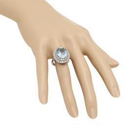 14K Gold 6.88ct Aquamarine 1.65ct Diamond Ring