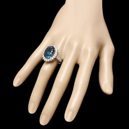 14k White Gold 11.50ct Topaz 1.65ct Diamond Ring