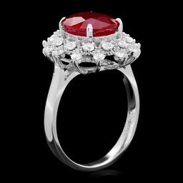 14k White Gold 4.00ct Ruby 0.70ct Diamond Ring