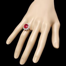 14k White Gold 4.00ct Ruby 0.70ct Diamond Ring