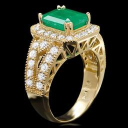 14k Gold 2.70ct Emerald 1.30ct Diamond Ring