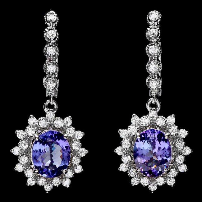 14k Gold 5ct Tanzanite 1.60ct Diamond Earrings