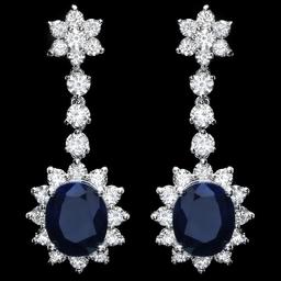 14k Gold 8.50ct Sapphire 3.30ct Diamond Earrings