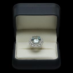 14K Gold 12.78ct Aquamarine & 2.05ct Diamond Ring