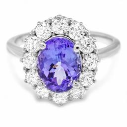 14k Gold 3.25ct Tanzanite 1.20ct Diamond Ring