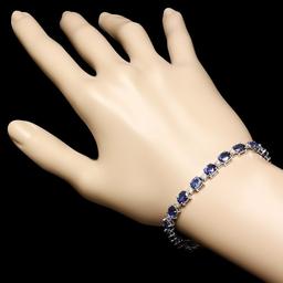 14k Gold 16.00ct Sapphire 1.20ct Diamond Bracelet