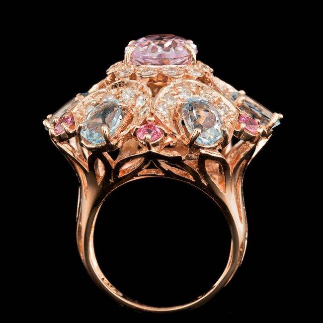 14k Rose Gold 3.50ct Kunzite 1.25ct Diamond Ring