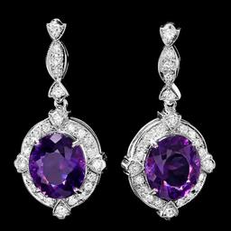 14k Gold 16ct Amethyst 1.70ct Diamond Earrings