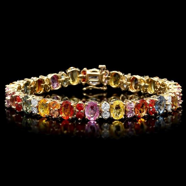 14k Gold 23ct Sapphire 1.50ct Diamond Bracelet