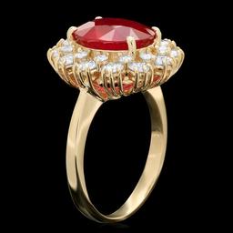 14k Yellow Gold 3.50ct Ruby 1.40ct Diamond Ring