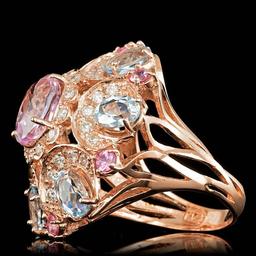 14k Rose Gold 3.50ct Kunzite 1.25ct Diamond Ring