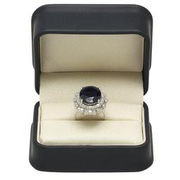 14K Gold 12.10ct Sapphire 1.85ct Diamond Ring