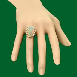 14k Gold 6.79ct Opal 2.00ct Diamond Ring