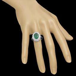 14K Gold 2.08ct Emerald 1.59ct Diamond Ring