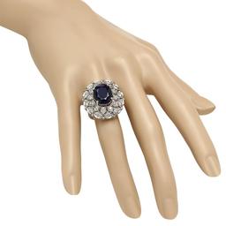 14K Gold 9.23ct Sapphire 1.72ct Diamond Ring