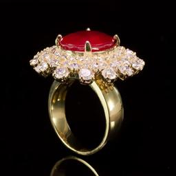 14K Gold 9.39ct Ruby 3.93ct Diamond Ring