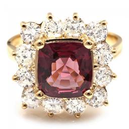 14k Yellow Gold 2.40ct Spinel 2.00ct Diamond Ring