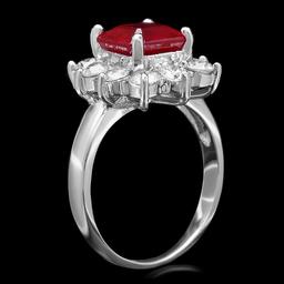 14k White Gold 3.40ct Ruby 1.25ct Diamond Ring