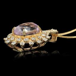 14K Gold 5.30ct Kunzite 1.00ct Diamond Pendant