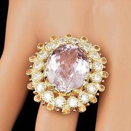 14k Gold 16.50ct Kunzite 1.80ct Diamond Ring