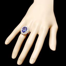 14k Yellow Gold 8ct Tanzanite 1.90ct Diamond Ring