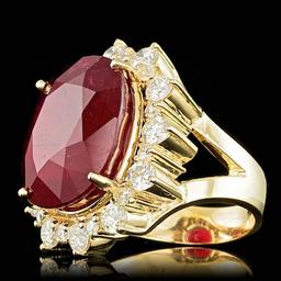 14k Yellow Gold 25.50ct Ruby 2.25ct Diamond Ring