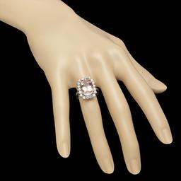 14K Gold 6.23ct Morganite 1.16ct Diamond Ring