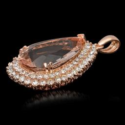 14K Gold 22.68ct Morganite 3.55ct Diamond Pendant