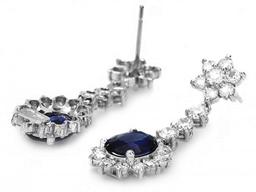 14k Gold 3ct Sapphire 3.25ct Diamond Earrings