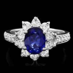 14k Gold 1.70ct Sapphire 1.20ct Diamond Ring