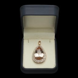 14K Gold 22.68ct Morganite 3.55ct Diamond Pendant