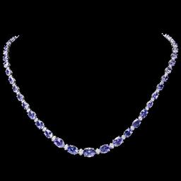 14k 26.00ct Tanzanite 1.10ct Diamond Necklace