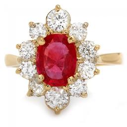 14k Yellow Gold 1.50ct Ruby 1.10ct Diamond Ring