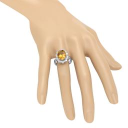 14K Gold 4.07ct Yellow Beryl 1.00cts Diamond Ring