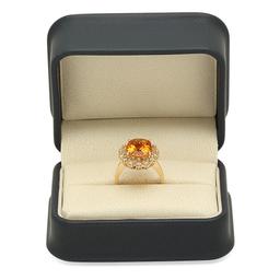 14K Gold 4.79ct Citrine 0.3ct Fancy Color Diamond 1.00cts Diamond Ring