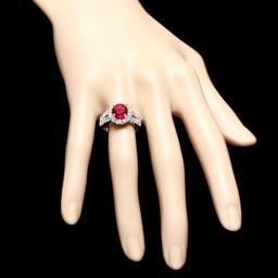 14k White Gold 3.00ct Ruby 1.30ct Diamond Ring