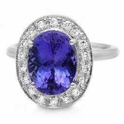 14k Gold 5.00ct Tanzanite 0.40ct Diamond Ring