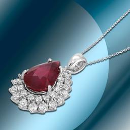 14K Gold 7.02cts Ruby & 2.61cts Diamond Pendant