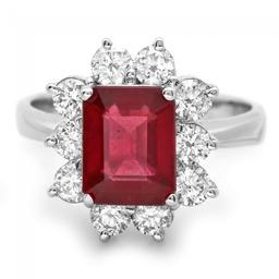 14k White Gold 3.00ct Ruby 1.25ct Diamond Ring