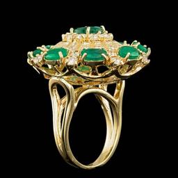 14k Gold 5.00ct Emerald 2.00ct Diamond Ring