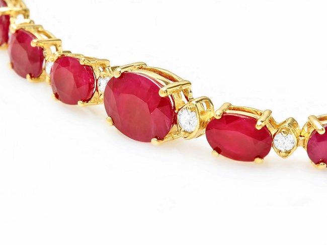 14k Gold 16.00ct Ruby 0.80ct Diamond Bracelet