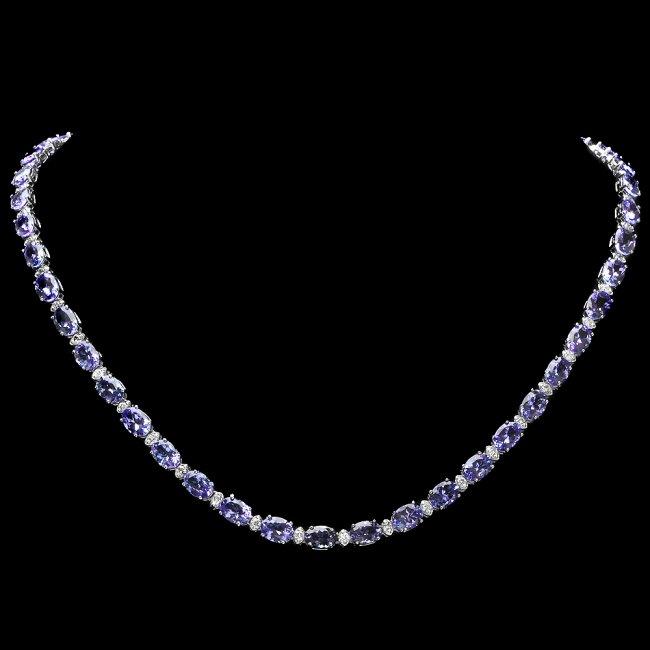 14k 35.50ct Tanzanite 1.75ct Diamond Necklace